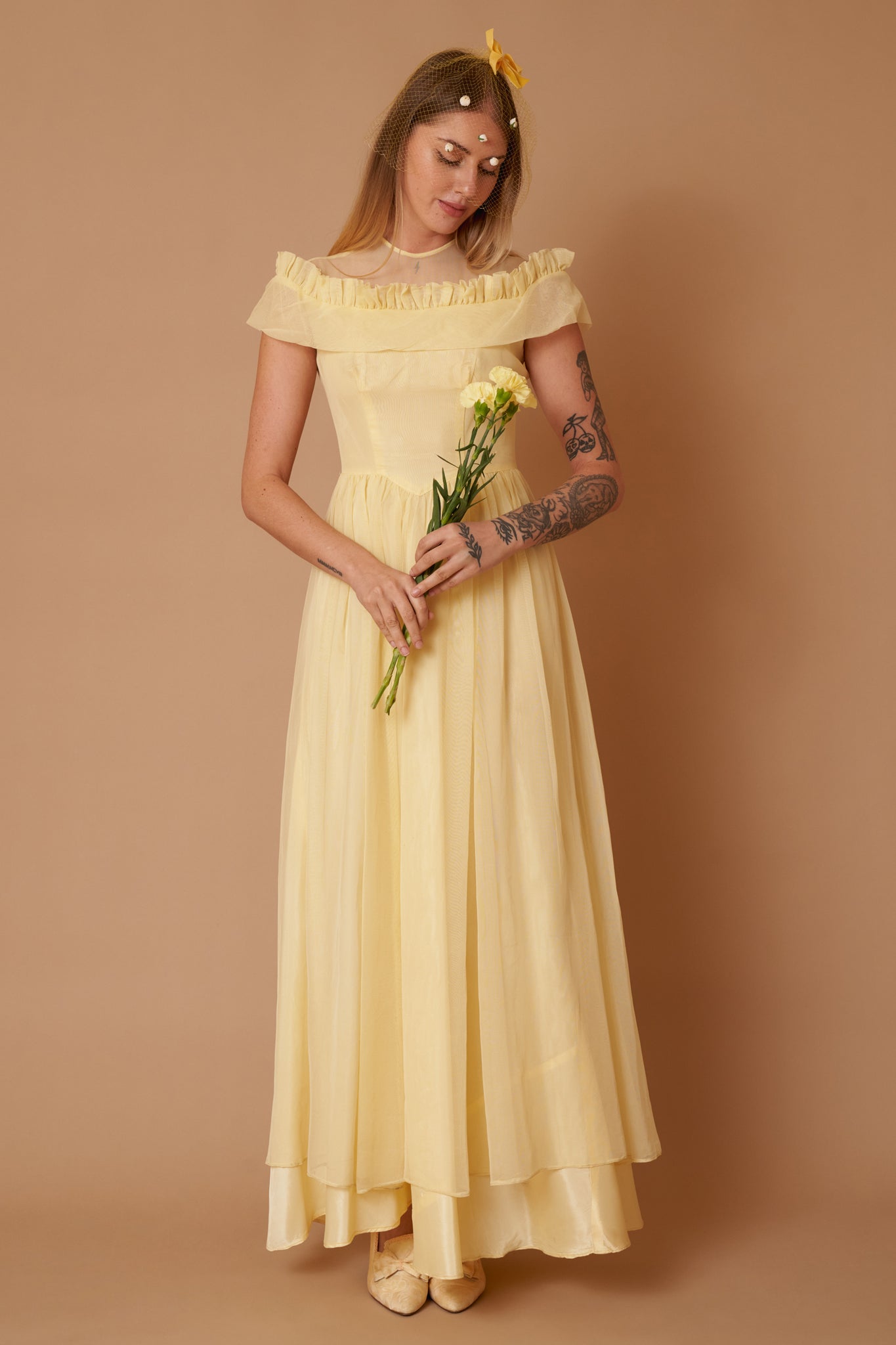 Canary Ruffle Gown - S