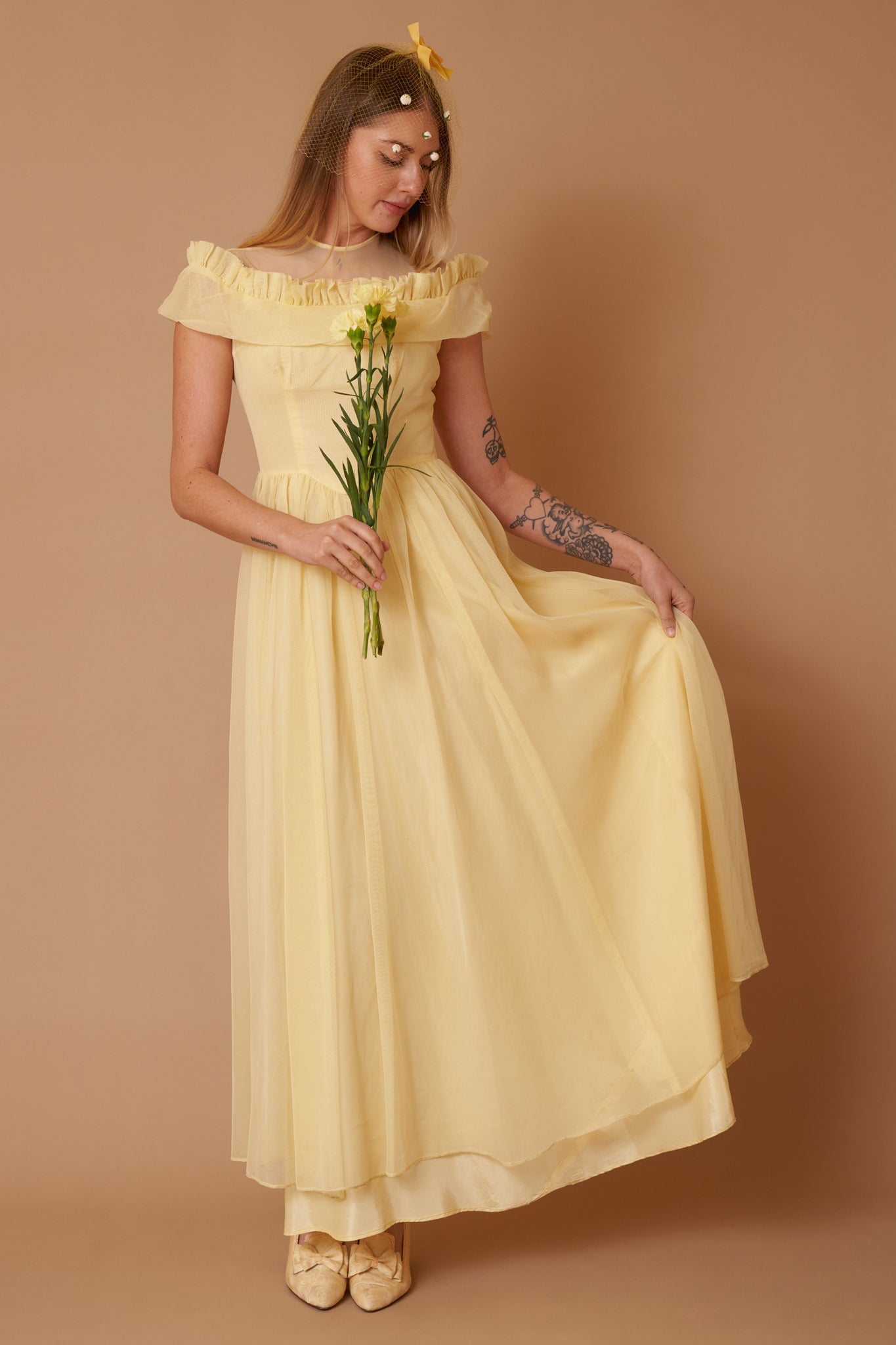 Canary Ruffle Gown - S