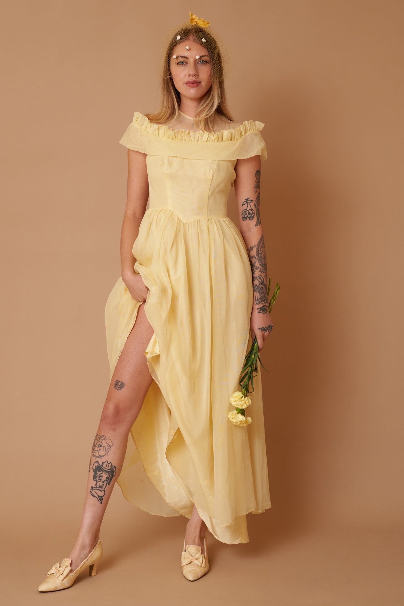 Canary Ruffle Gown - S