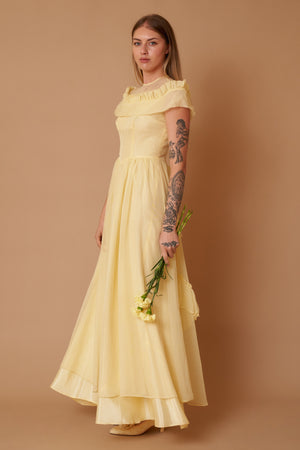 Canary Ruffle Gown - S