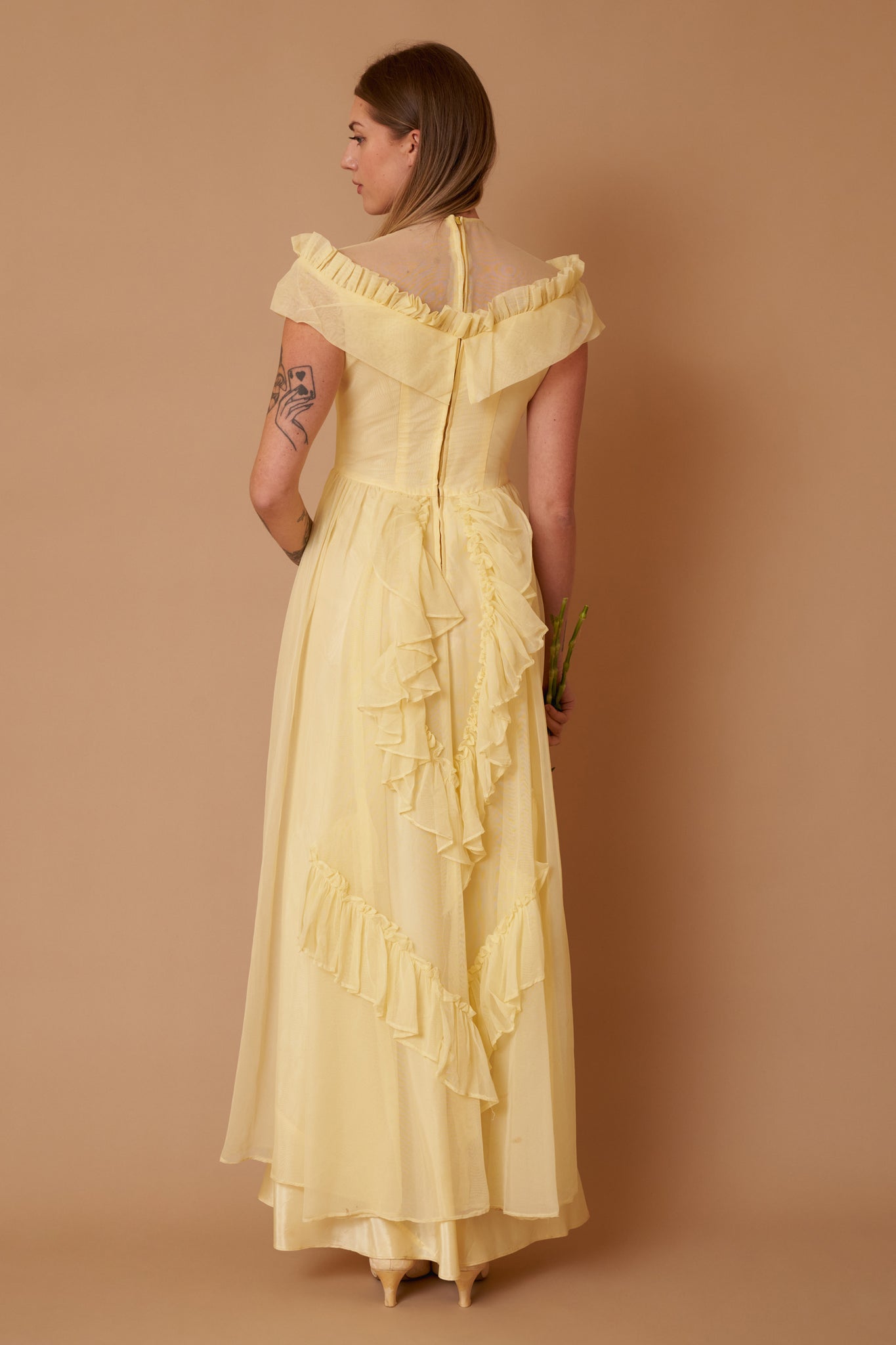 Canary Ruffle Gown - S