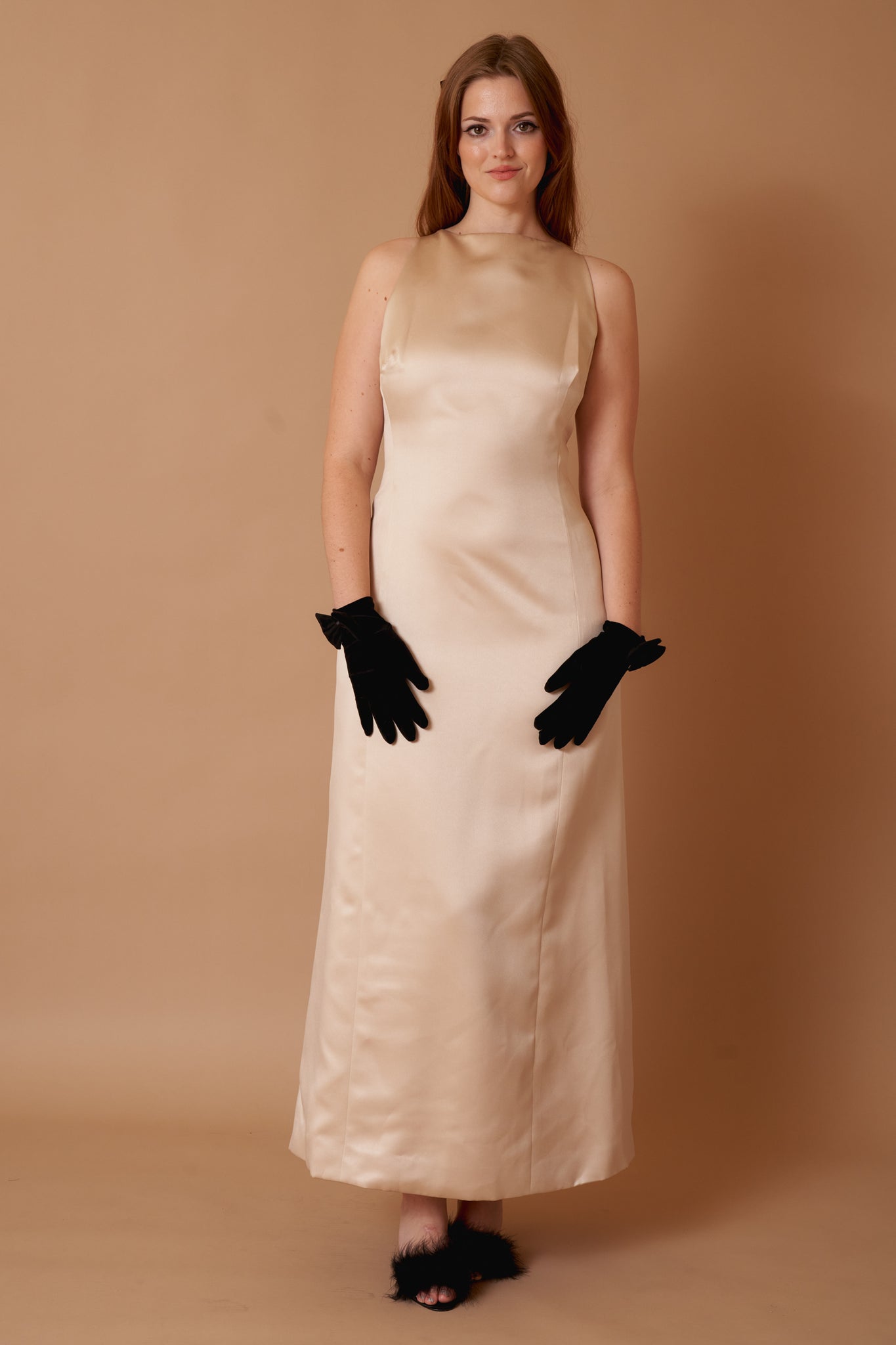 Ecru Satin Gown - L